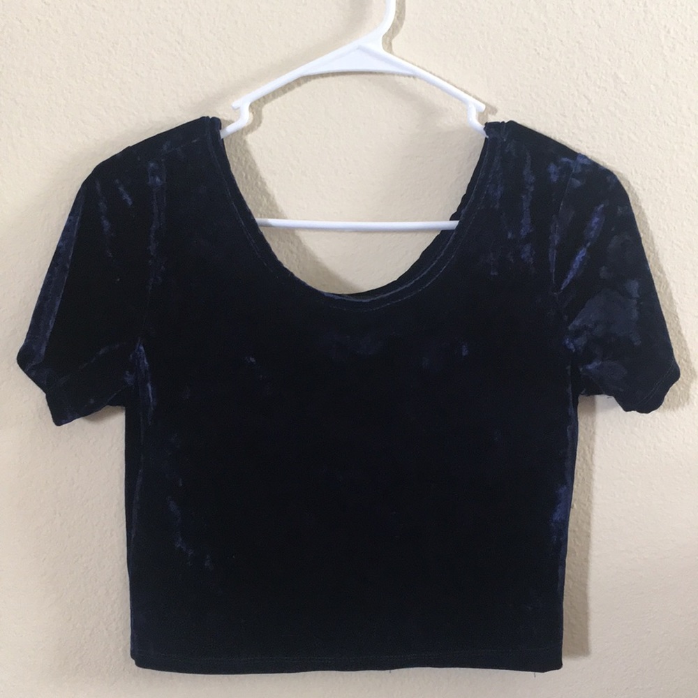 Navy velvet crop top